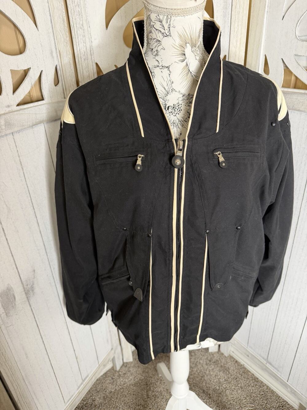 VTG Jamie Sadock Jacket Womens Black 80s Western Stripe Retro Size Medium